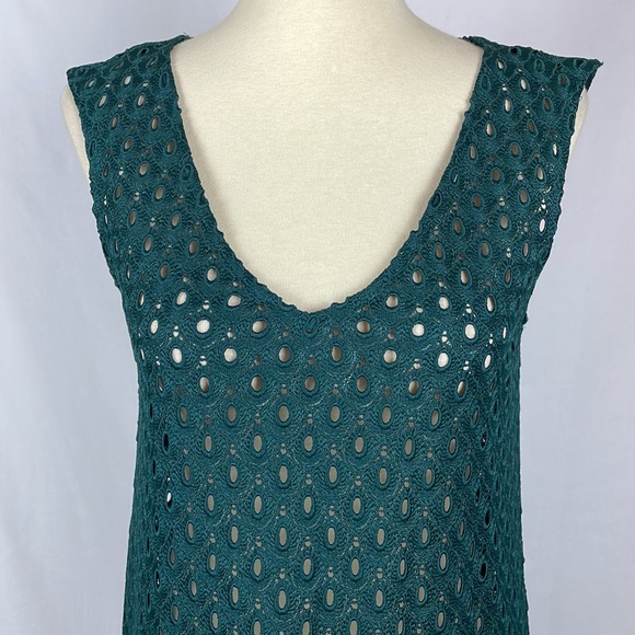 Zara Woman Dark Green Sleeveless Eyelet Sheath Dress/Coverup - Size XS - Picture 2 of 8